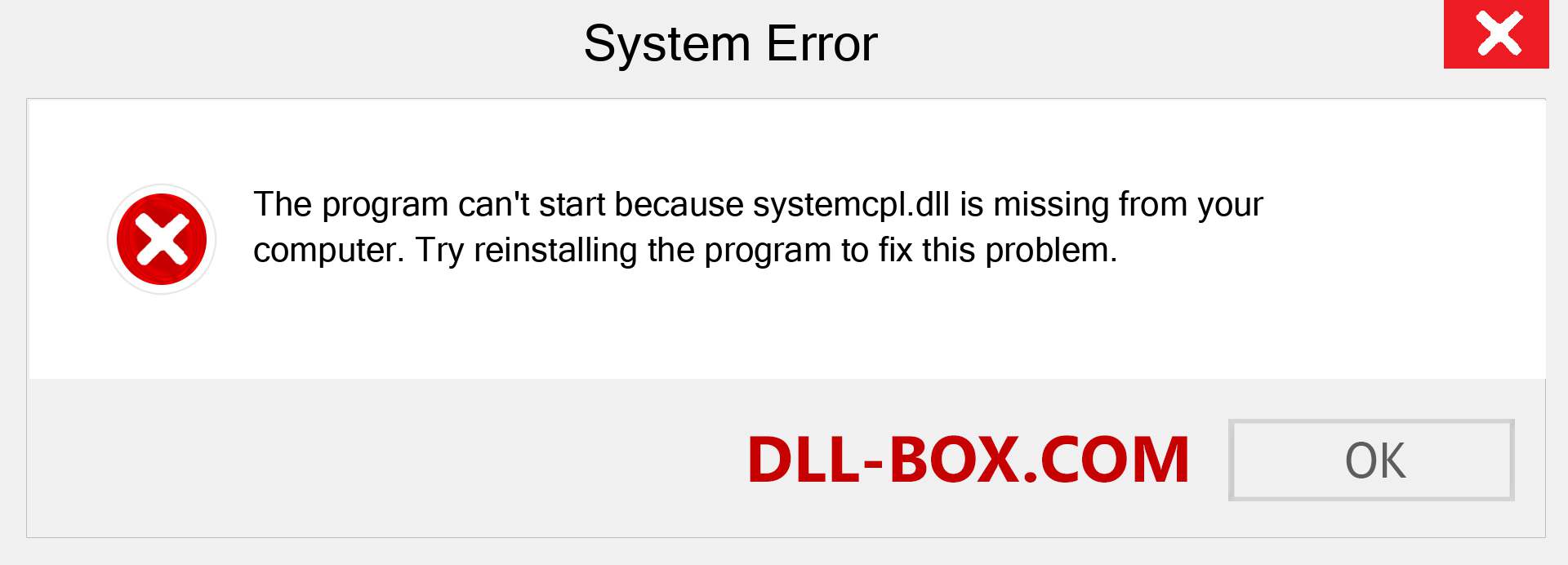  systemcpl.dll file is missing?. Download for Windows 7, 8, 10 - Fix  systemcpl dll Missing Error on Windows, photos, images